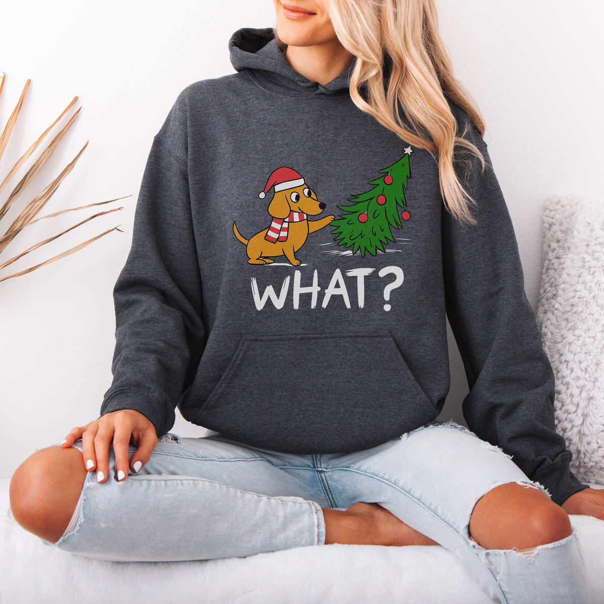 Funny What? Dachshund Christmas Hoodie