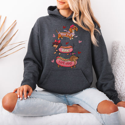 Cute Hot Dog Dachshund Valentine Hoodie
