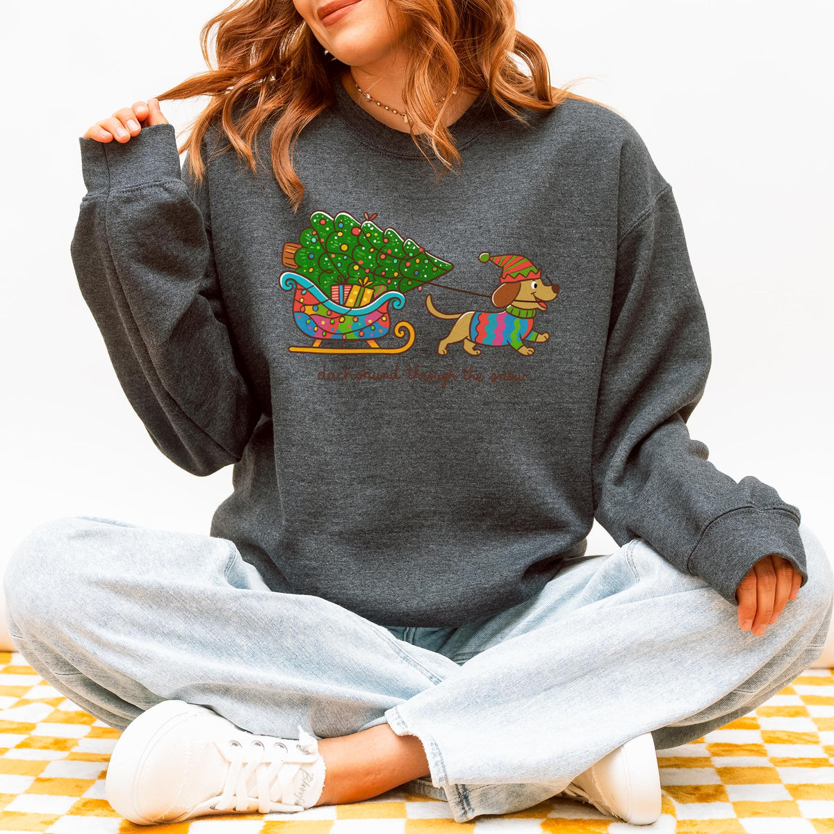 Dachshund Through the Snow Christmas Sweatshirt – Tree Sleigh