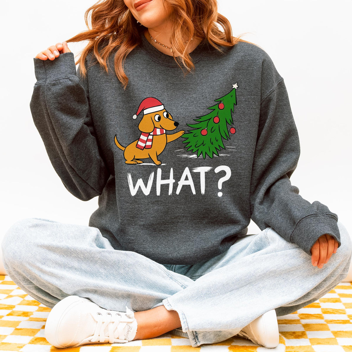 Funny What? Dachshund Christmas Sweatshirt