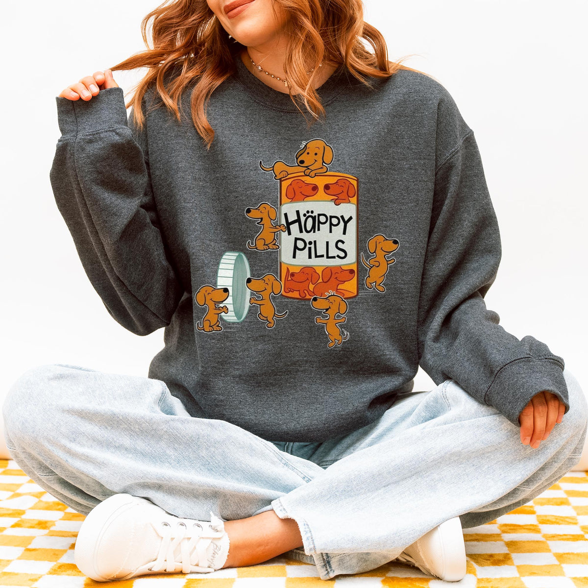 Happy Pills Dachshund Sweatshirt Cute Doxie Gift