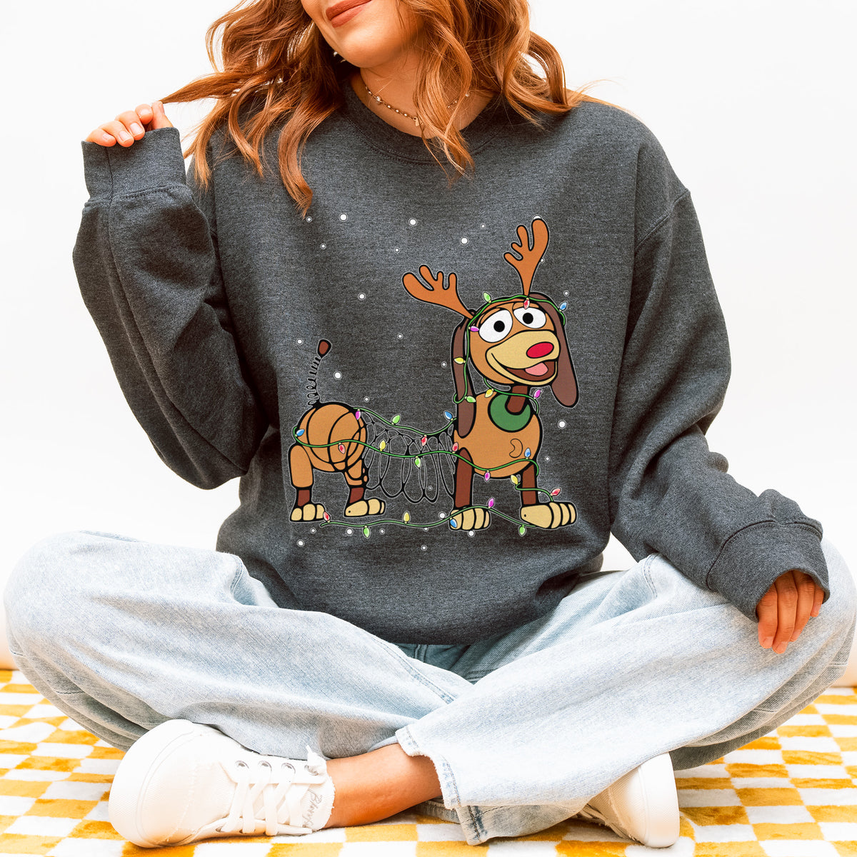 Reindeer Lights Dachshund Christmas Sweatshirt – String Lights Pup