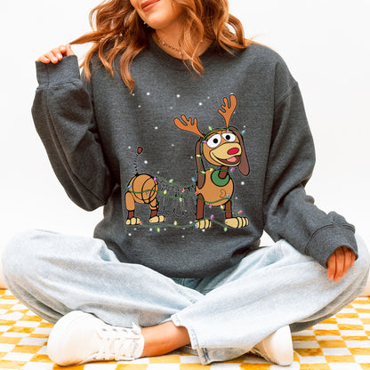 Reindeer Lights Dachshund Christmas Sweatshirt – String Lights Pup