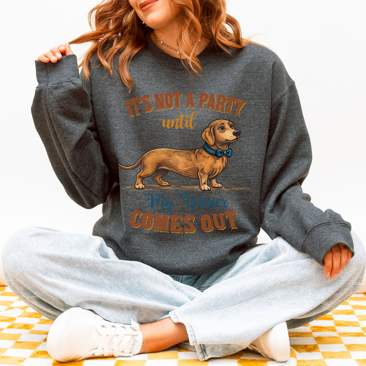 Funny Dachshund Sweatshirt Party Wiener Dog Humor Gift