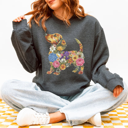 Floral Dachshund Sweatshirt - Cute Dog Mom Gift for Dachshund Lovers