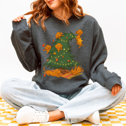 Dachshund Christmas Tree Sweatshirt – Sausage Dog Holiday Gift