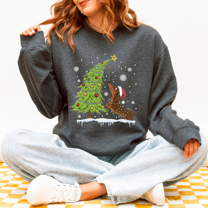 Dachshund Reaching for the Star Christmas Sweatshirt