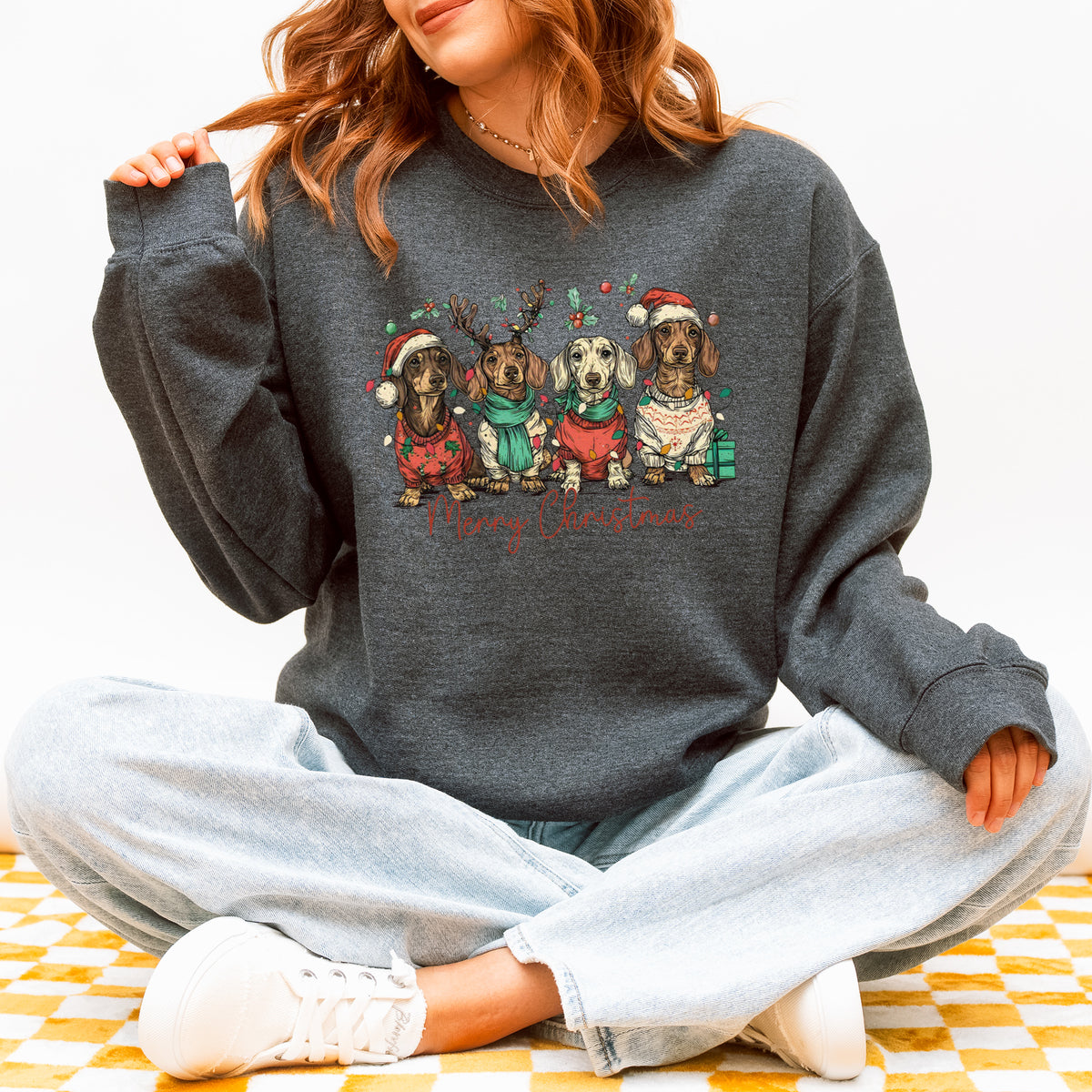 Merry Christmas Dachshund Dog Cute Holiday Puppy Sweatshirt