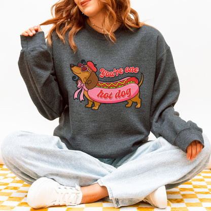 You Are One Hot Dog Dachshund Valentine Sweatshirt