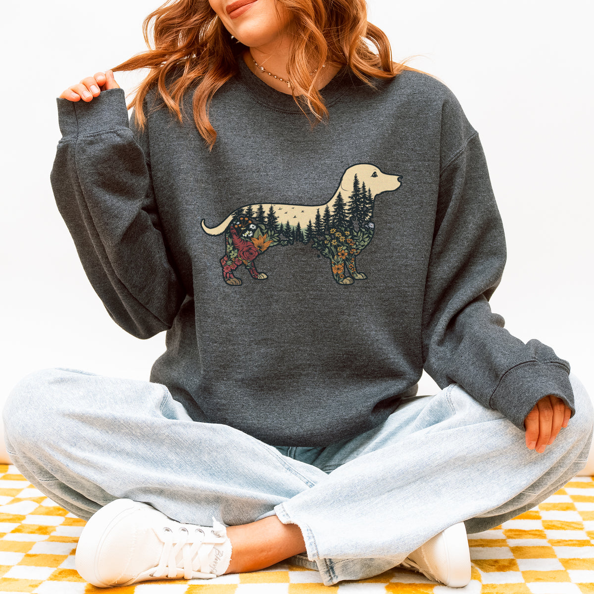 Boho Dachshund Sweatshirt Floral Gift