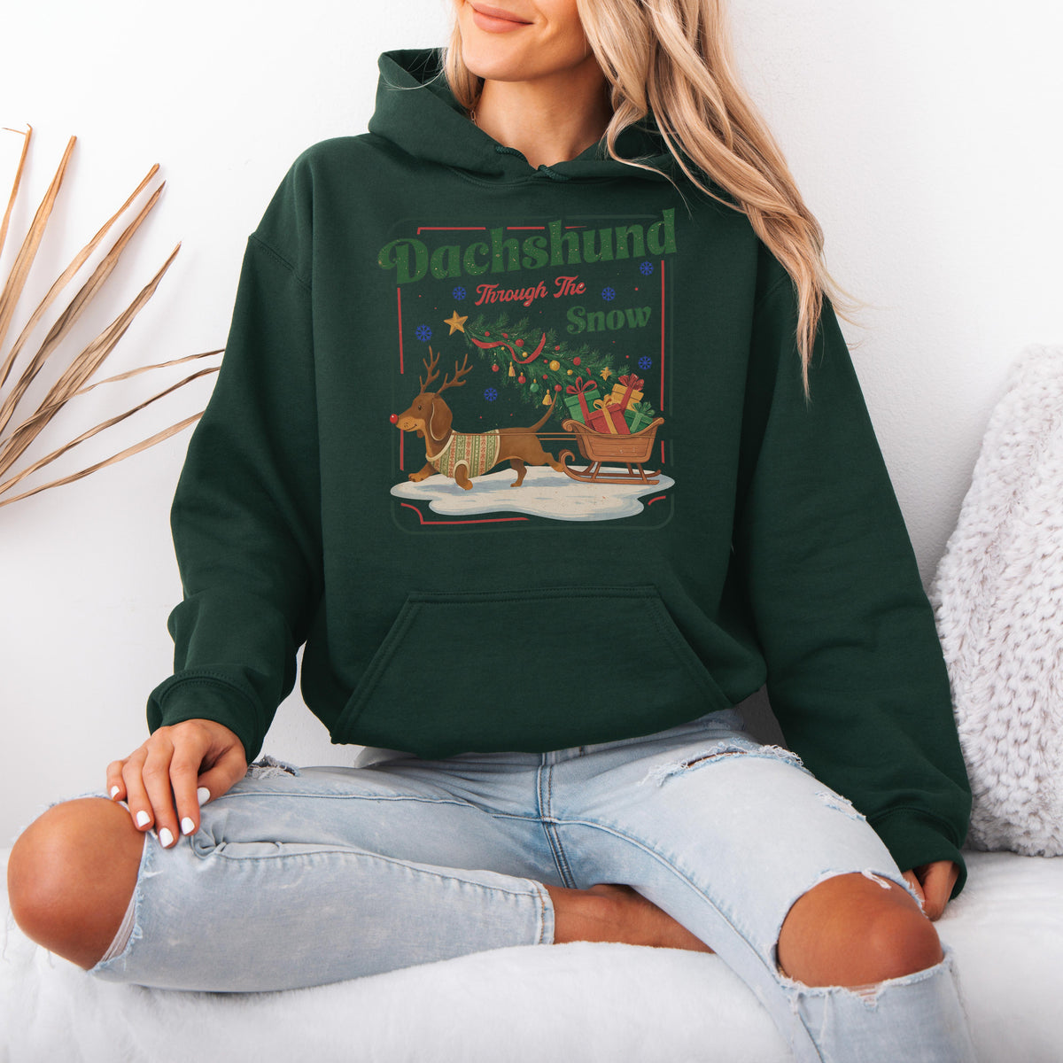 Dachshund Through the Snow Christmas Hoodie