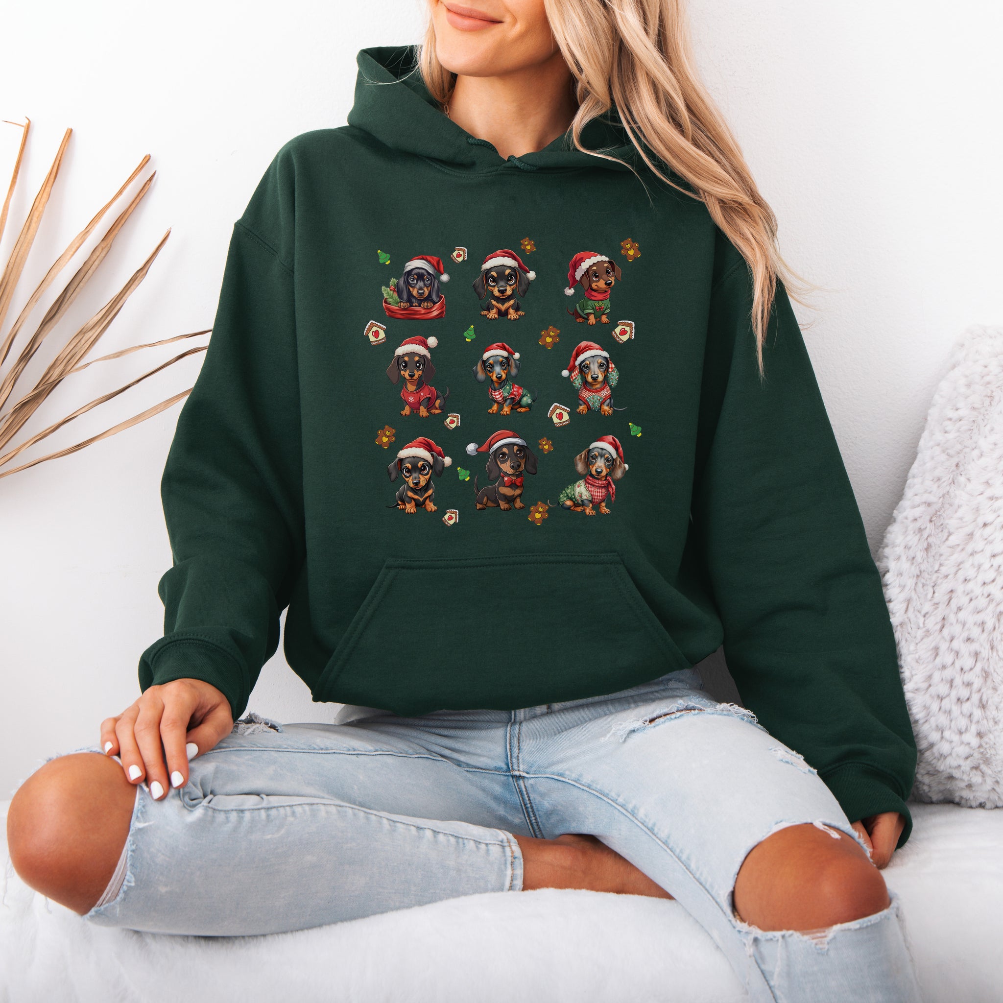 Dachshund Christmas Hoodie for Dog Lovers and Wiener Dog Moms Perfect Funny Xmas Gift
