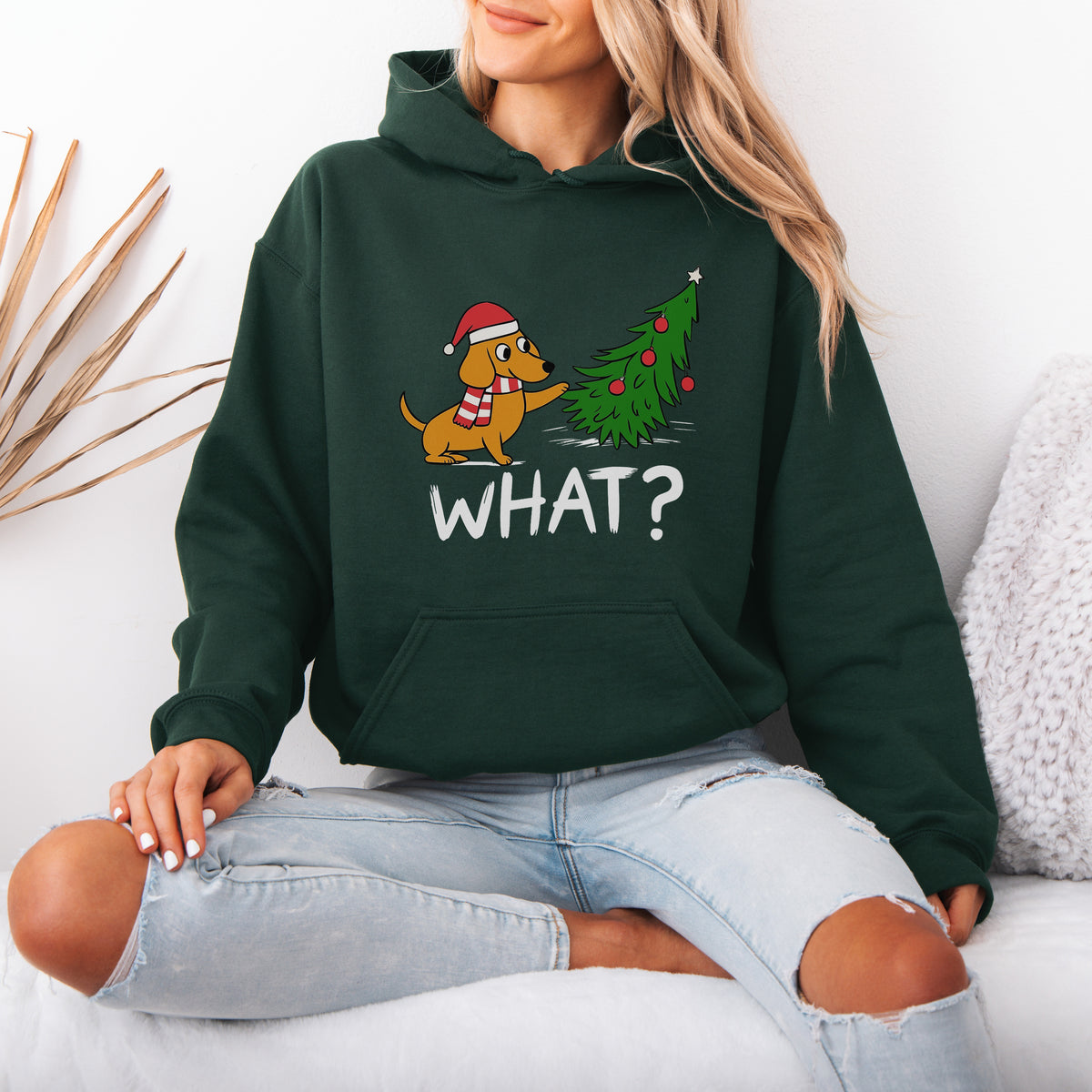 Funny What? Dachshund Christmas Hoodie