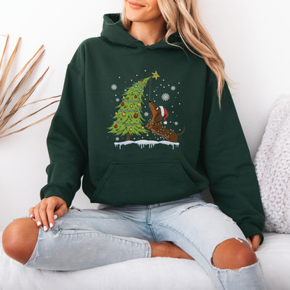 Dachshund Reaching for the Star Christmas Hoodie