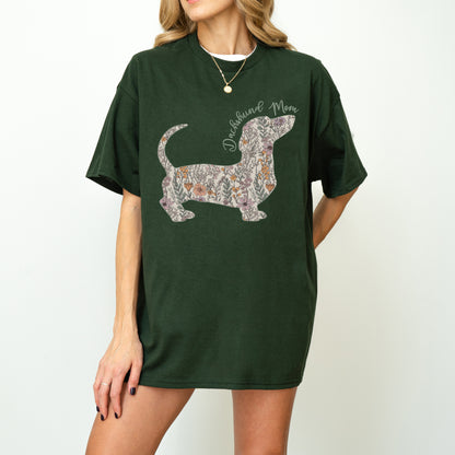 Personalized Dachshund Dog Mama T-Shirt – Custom Floral Dog Mom