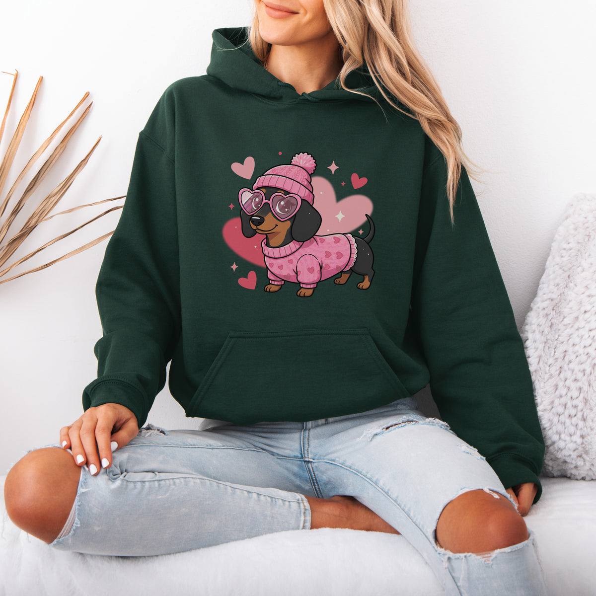 Cute Valentine Dachshund Dog Mom Hoodie