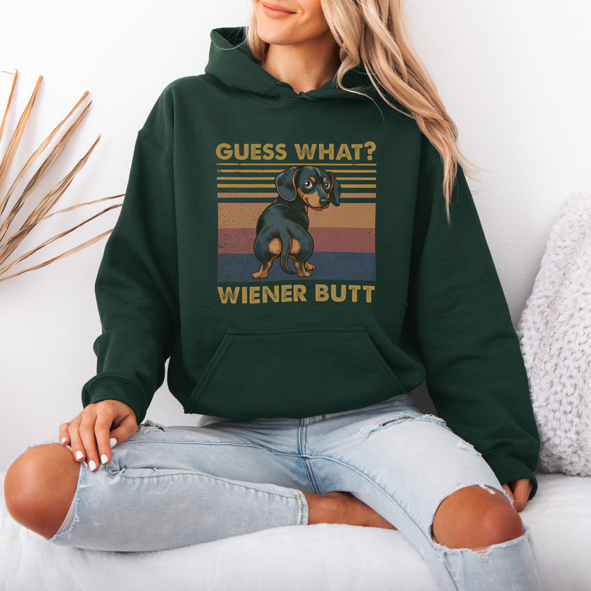 Guess What Wiener Butt Dachshund Hoodie Cute Doxie Gift