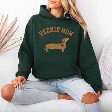 Veenie Mom Dachshund Mom Hoodie – Cute Wiener Dog Hooded Sweatshirt for Dog Moms, Pet Lover Gift