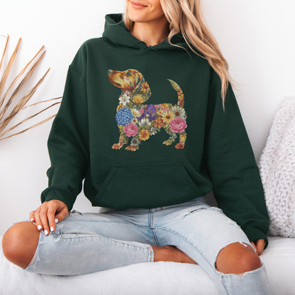 Floral Dachshund Hoodie – Cute Dachshund Lover Gift for Women