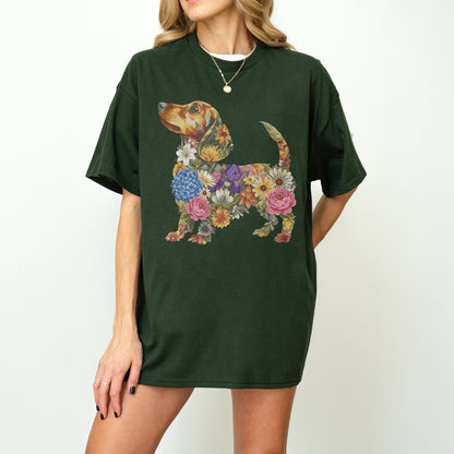 Floral Dachshund Shirt – Cute Dog Mom Gift for Dachshund Lovers