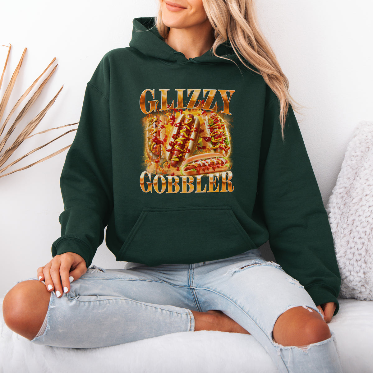 Glizzy Gobbler Hoodie Funny Hot Dog Meme Gift for Food Lovers