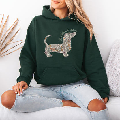 Personalized Dachshund Dog Mama Hoodie – Custom Floral Dog Mom