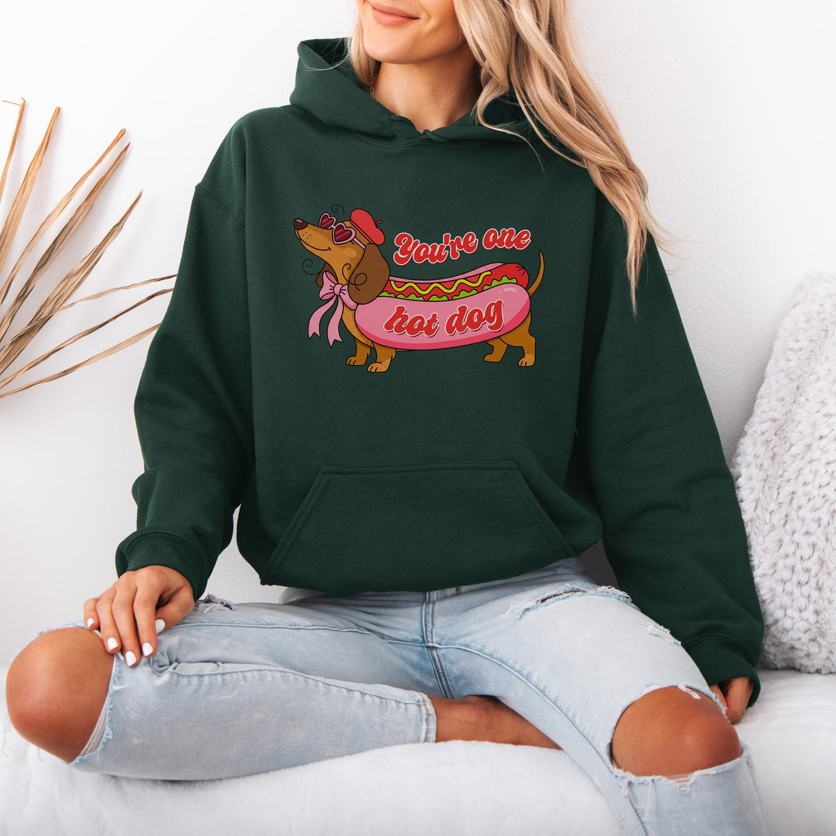 You Are One Hot Dog Dachshund Valentine Hoodie