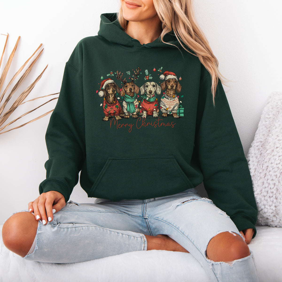 Merry Christmas Dachshund Dog Cute Christmas Puppy Hoodie
