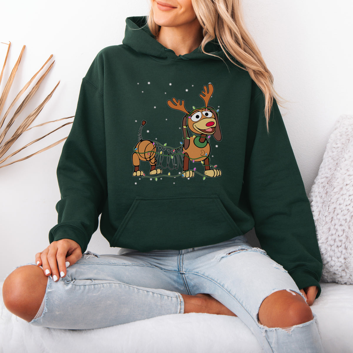 Reindeer Lights Dachshund Christmas Hoodie – String Lights Pup