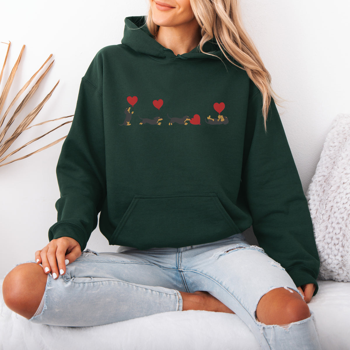 Dachshund With Heart Balloons Hoodie