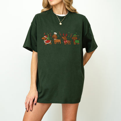 Funny Christmas Dachshund Dog Cute Puppy Holiday Tee