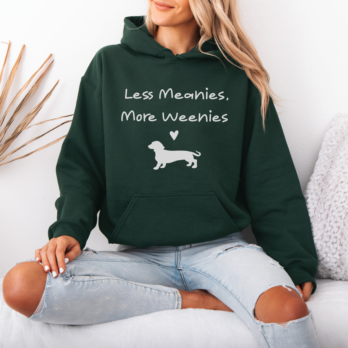 Funny Dachshund Hoodie Less Meanies More Weenies Gift
