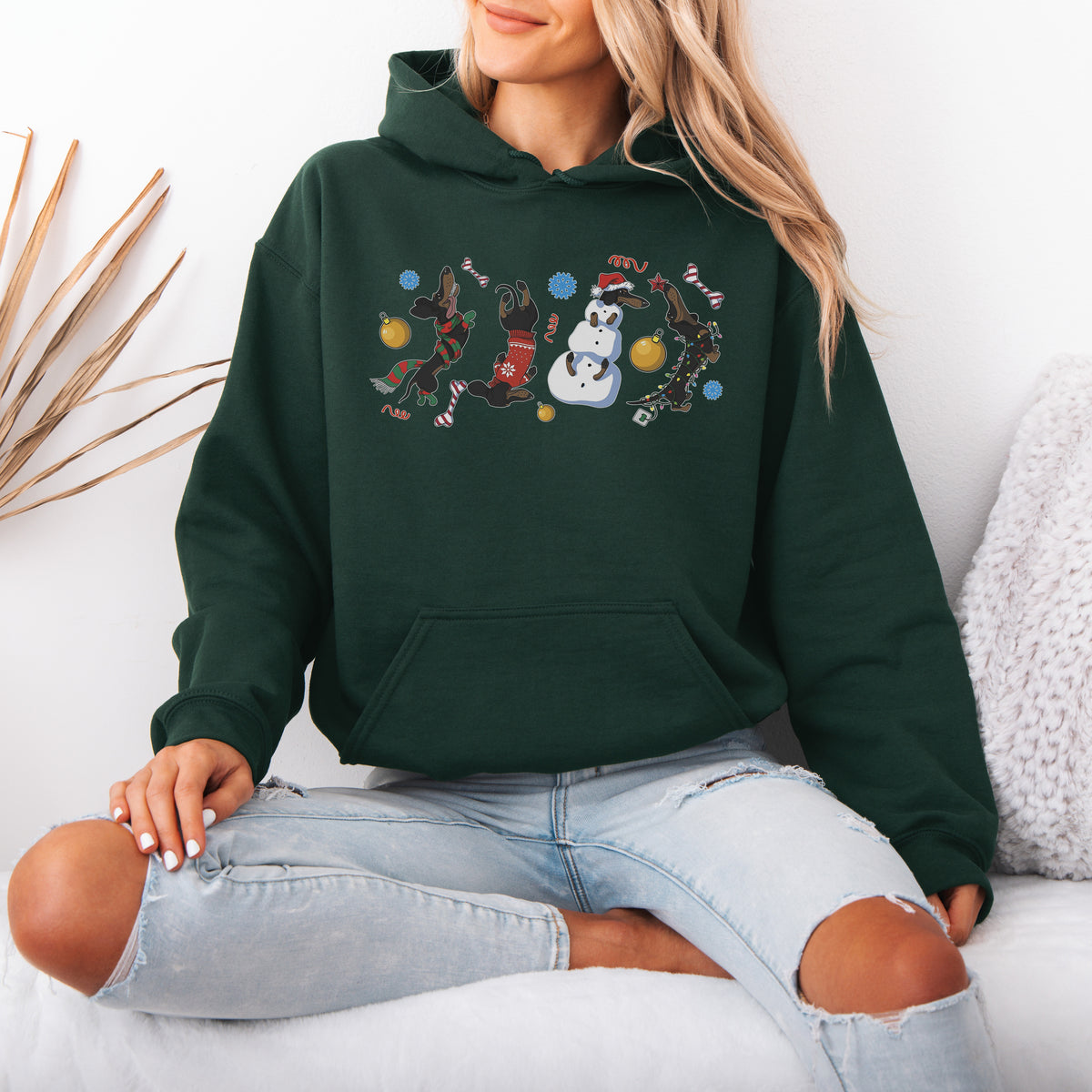 Christmas Dachshund Chaos Hoodie – Funny Holiday Wiener Dog
