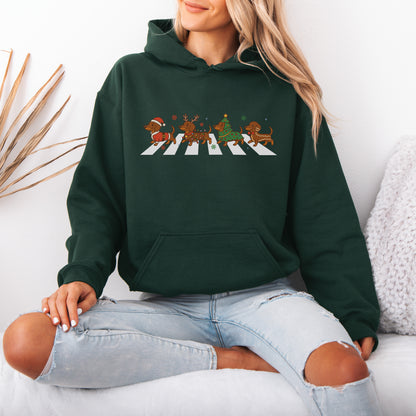 Abbey Road Dachshund Christmas Hoodie