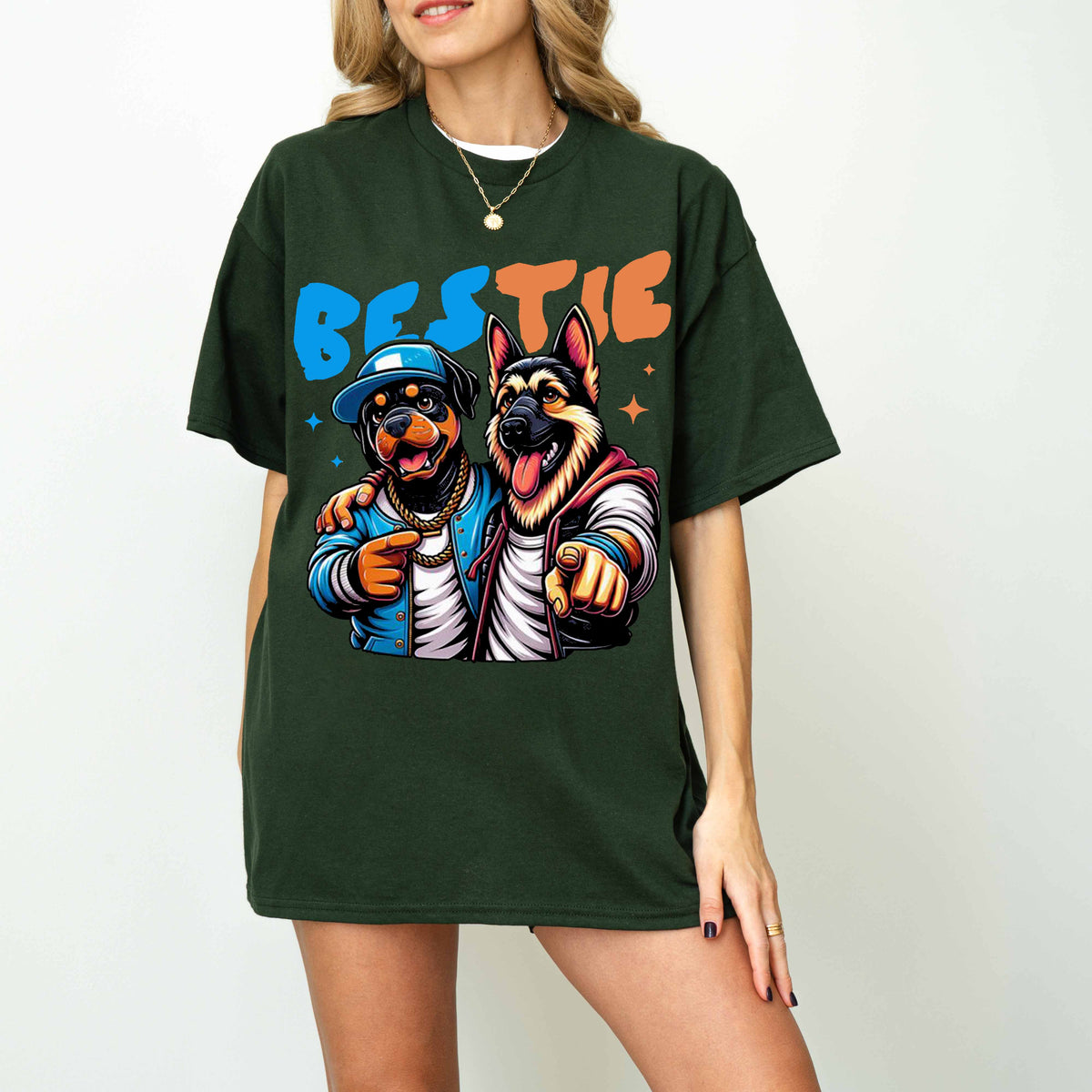 Bestie Funny Dog T-Shirt German Shepherd and Rottweiler