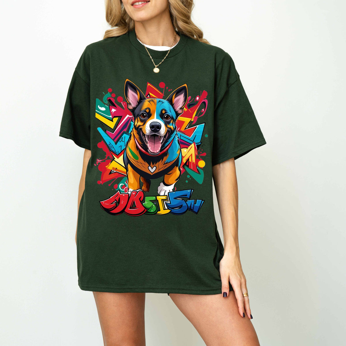 Colorful Graffiti Funny Dog T-Shirt