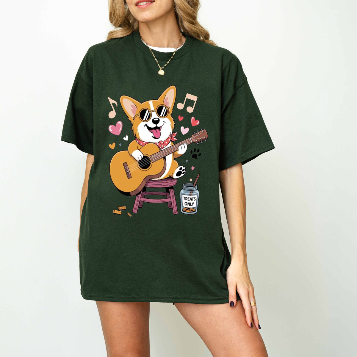 Guitar Playing Corgi Funny Dog T-Shirt