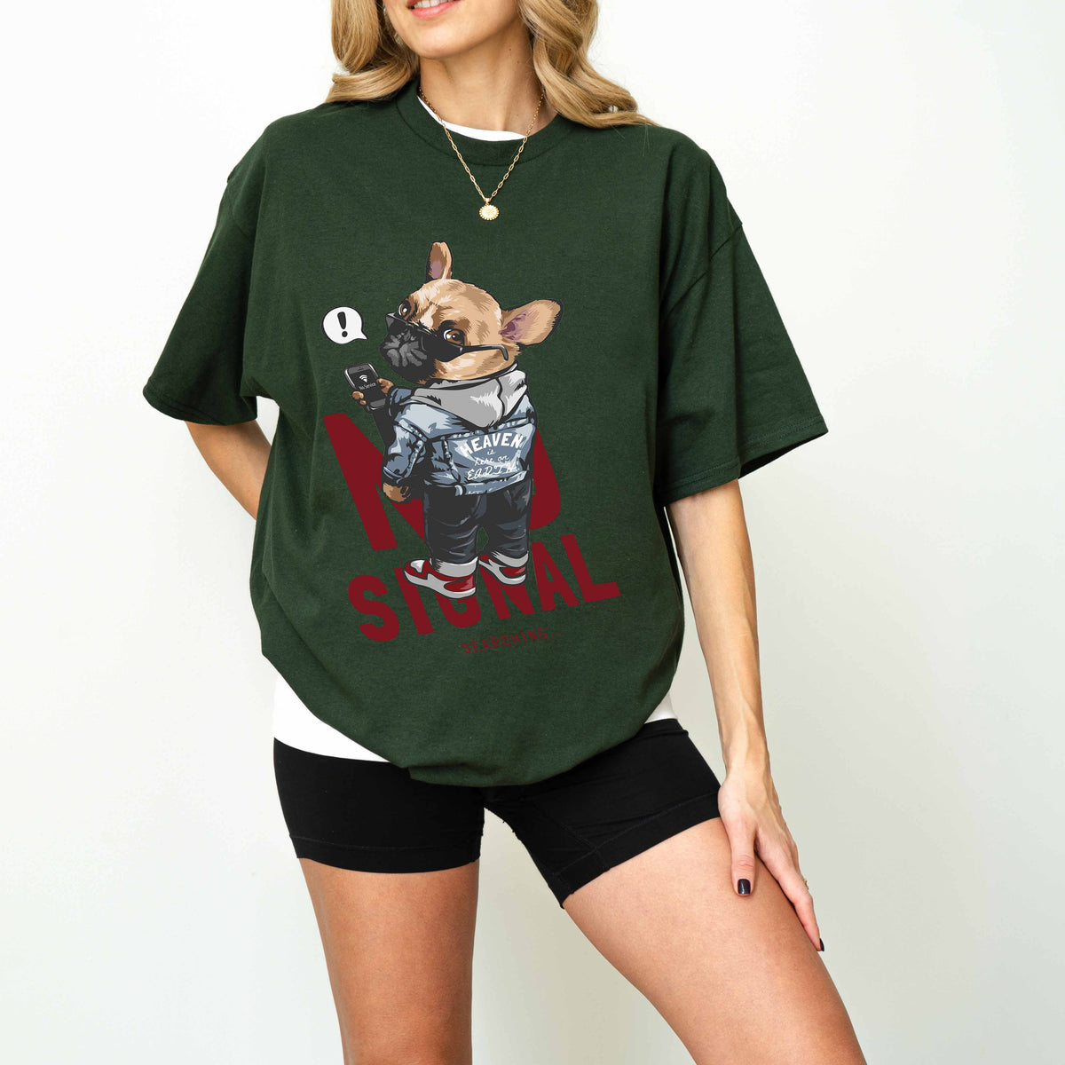 No Signal Searching French Bulldog Memorial Dog T-Shirt