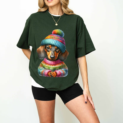 Colorful Sweater Dachshund Dog Mom T-Shirt