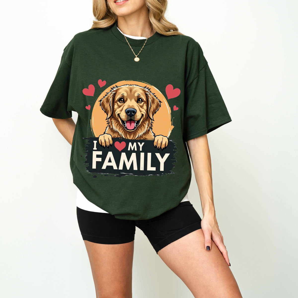 I Love My Family Golden Retriever Dog T-Shirt