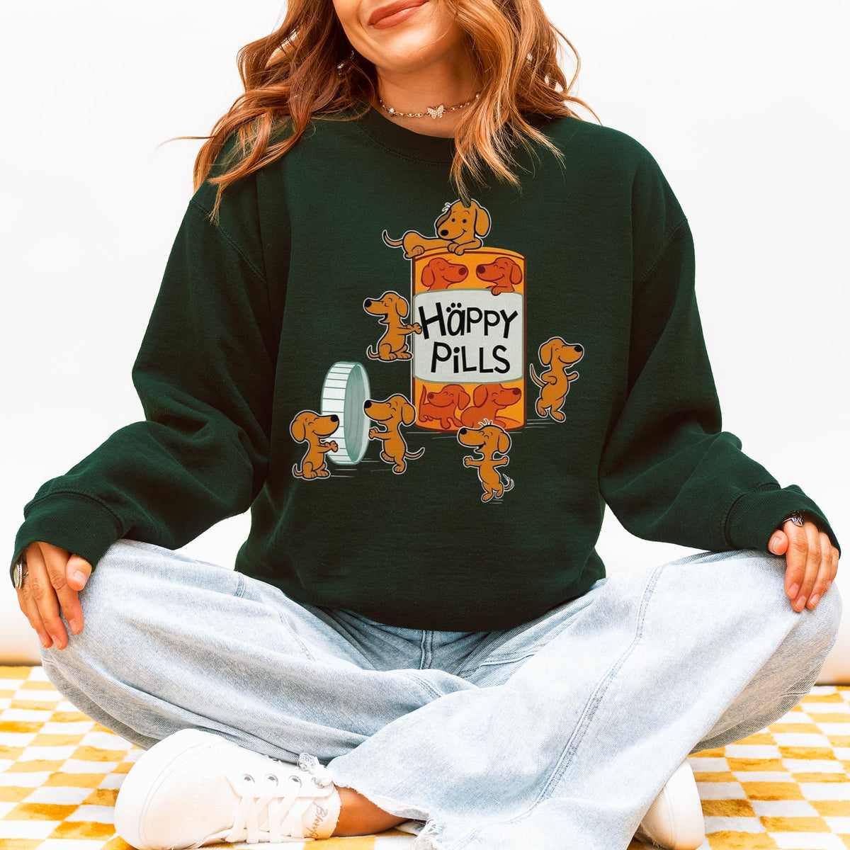 Happy Pills Dachshund Sweatshirt Cute Doxie Gift