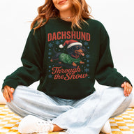 Funny Dachshund Christmas Sweatshirt – “Through The Snow” Wiener Dog Sweatshirt, Cute Holiday Gift for Dog Lovers
