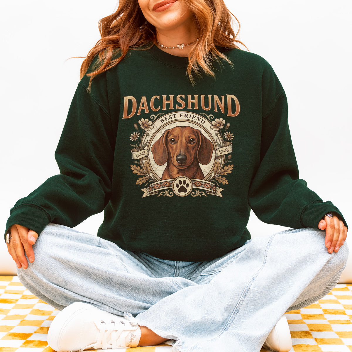 Custom Dachshund Sweatshirt Personalized Dog Portrait Gift