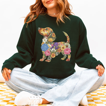 Floral Dachshund Sweatshirt - Cute Dog Mom Gift for Dachshund Lovers