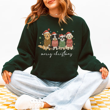 Merry Christmas Dogs Sweatshirt – Cute Festive Puppy Holiday Pullover for Dog Lovers