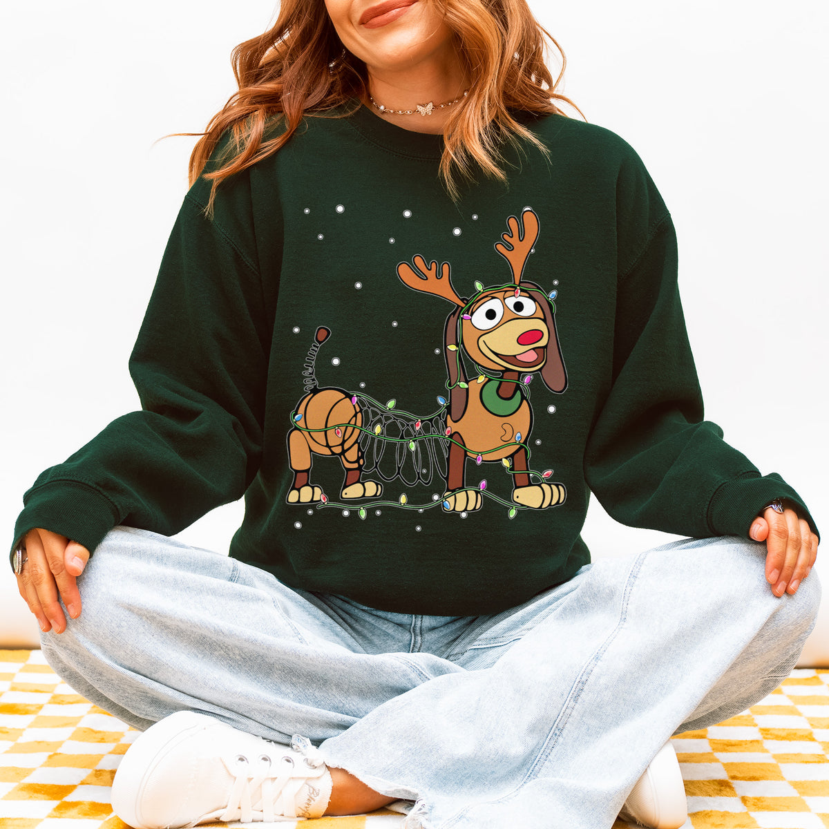 Reindeer Lights Dachshund Christmas Sweatshirt – String Lights Pup