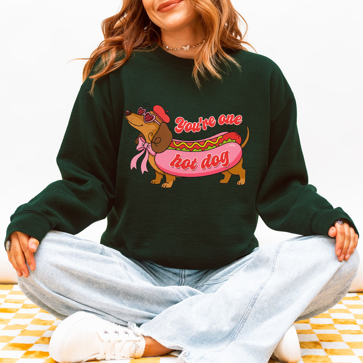 You Are One Hot Dog Dachshund Valentine Sweatshirt