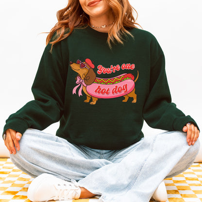 You Are One Hot Dog Dachshund Valentine Sweatshirt