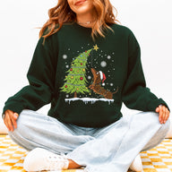Dachshund Reaching for the Star Christmas Sweatshirt – Cute Wiener Dog Holiday Sweatshirt for Dog Lovers
