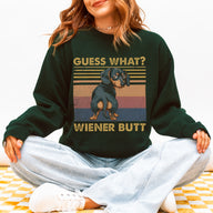 Guess What Wiener Butt Dachshund Sweatshirt – Funny Dachshund Pullover for Dog Lovers, Cute Doxie Gift